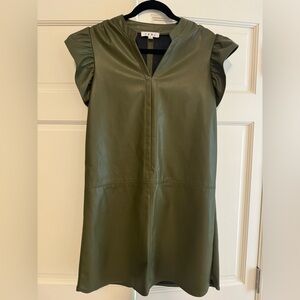 THML olive green faux leather dress- Size Small